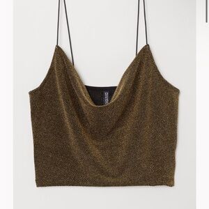 DIVIDED GOLD SPARKLY SWOOP CROP TOP